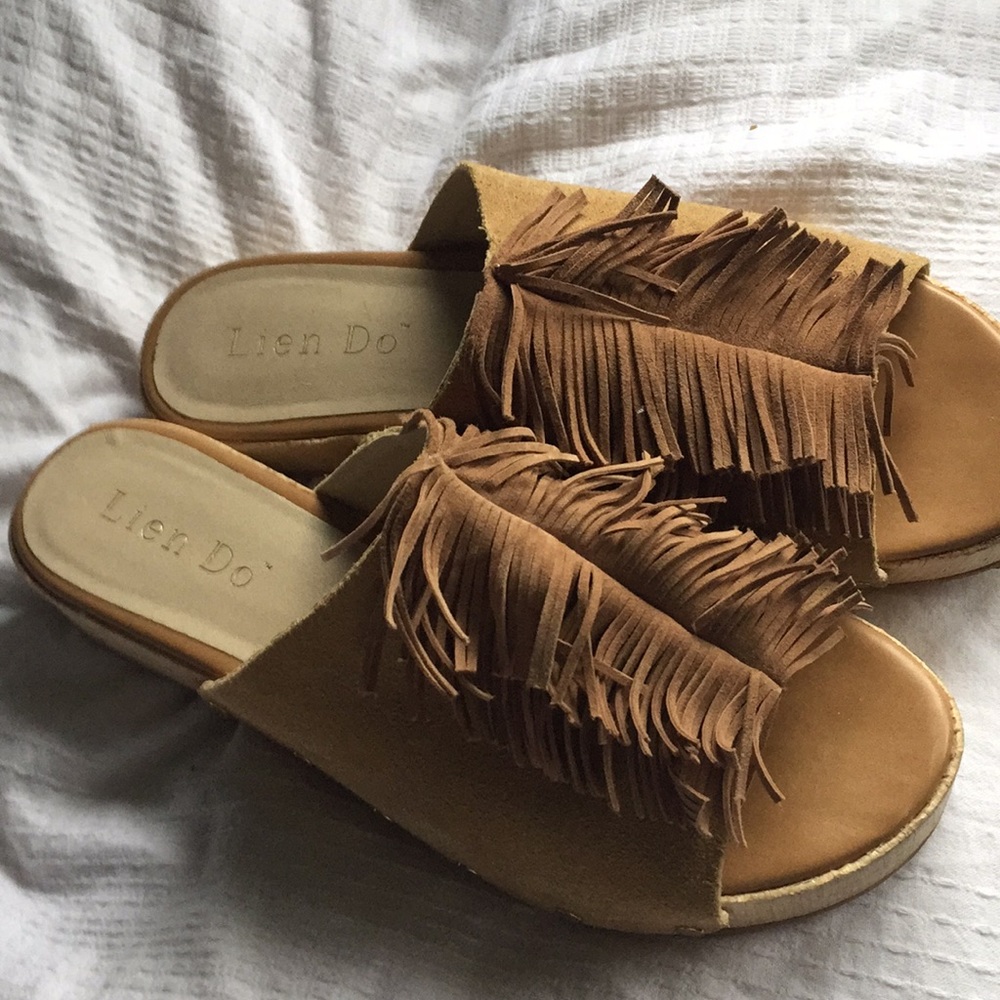 Anthropologie fringe sandals
